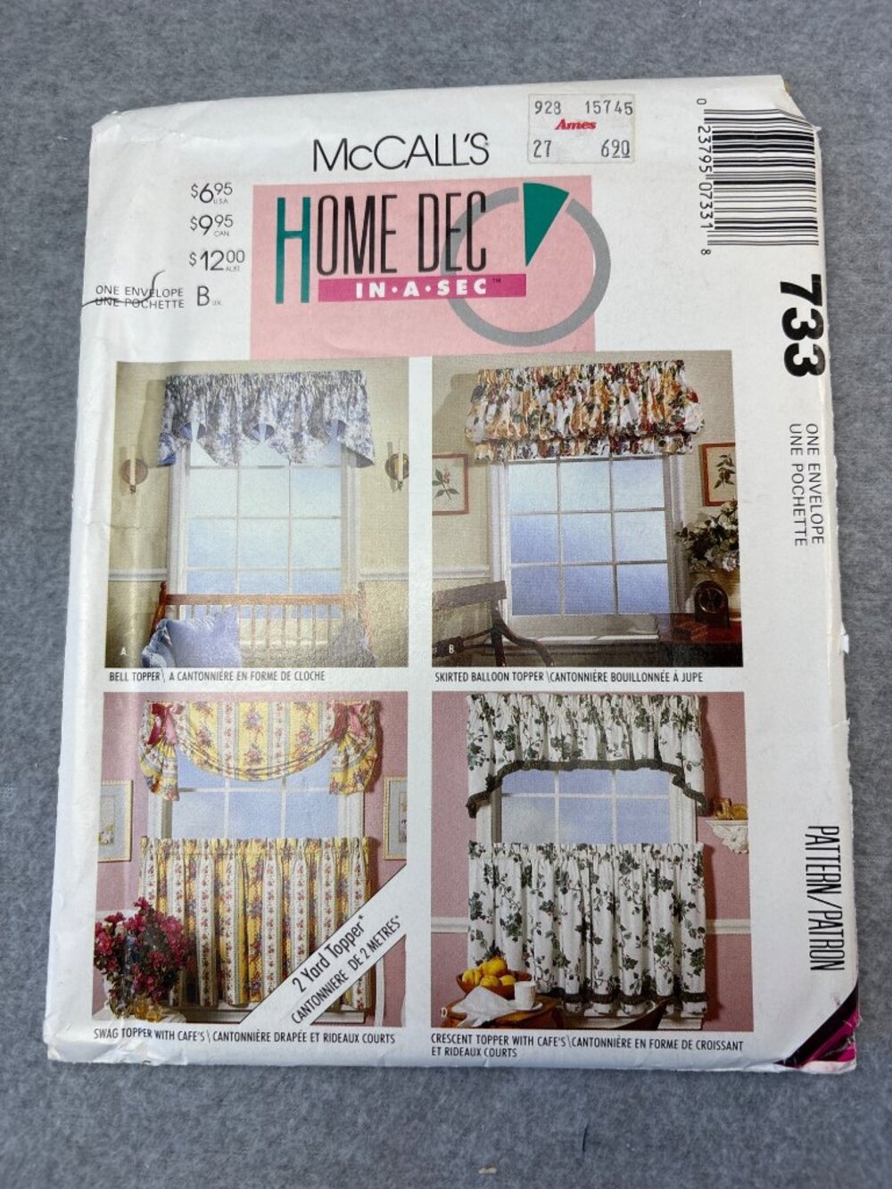 733 Curtain Pattern Uncut McCalls Home Decor Window Treatment Sewing Craft Uncut
